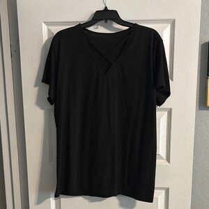 Black V-Neck Women's Top